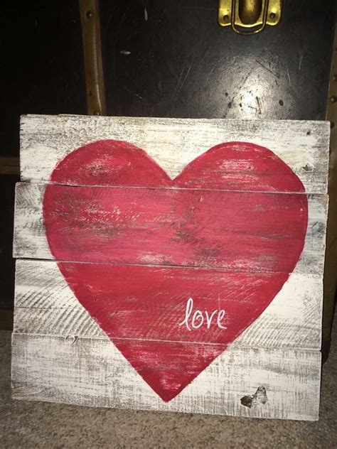 Rustic Wood Heart Love Sign Wood Heart Farmhouse Sign Etsy
