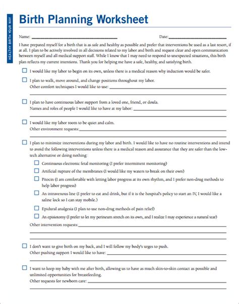 Birth Plan Template 20 Download Free Documents In Pdf Word