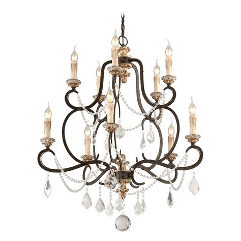 To a maximum of 100 in. Crystal Chandelier in Parisian Bronze Finish | F3516 | Destination Lighting