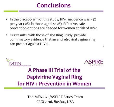 A Phase Iii Trial Of The Dapivirine Vaginal Ring For Hiv 1 Prevention