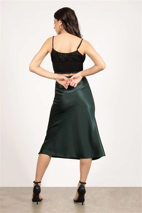 Tobi Midi Skirts | Womens Aldrid Emerald Satin Midi Skirt ...