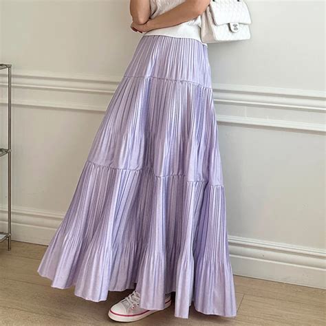 TIGENA 92cm Maxi Pleated Skirt For Women 2023 Spring Summer Elegant