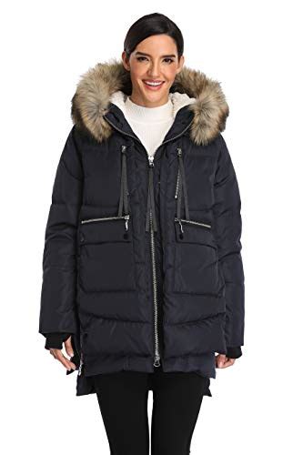 emperor goose women s down jacket with faux fur trim hood thickened puffer parka winter down