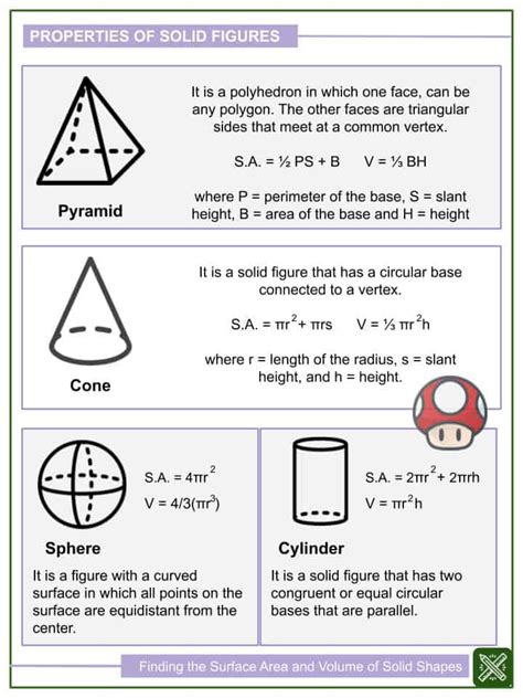 Finding The Surface Area And Volume Of Solid Figures Worksheets