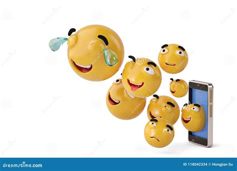 Smartphone With Emoji Icons3d Illustration Stock Illustration
