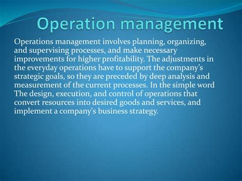 Operation Management Ppt
