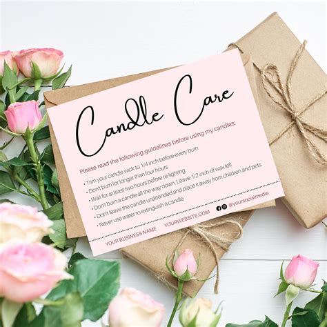 Candle Care Cards Template Free