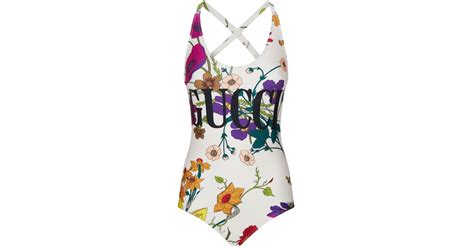 Gucci Flora Swimsuit In White Lyst