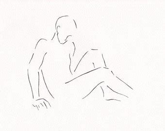 Nude Sketch Line Drawing Minimalist Black And White Ink By Siret
