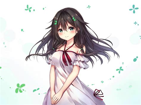 Desktop Wallpaper Cute Anime Girl Green Eyes Original