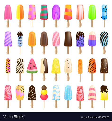 Popsicle Icons Set Cartoon Style Royalty Free Vector Image