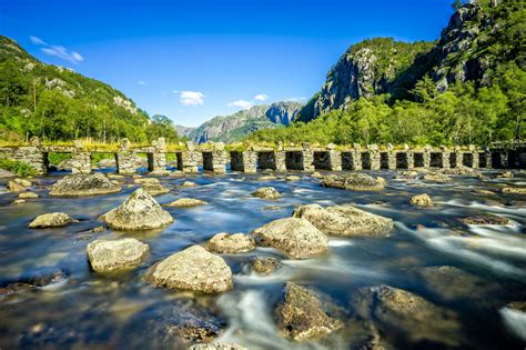 Norway Stones Mountains Bridges Sky Scenery Hd Wallpaper