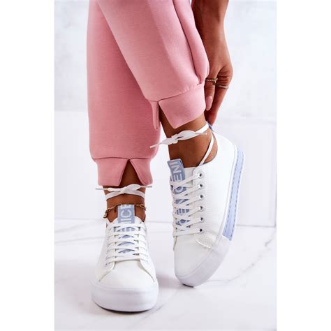 Ps1 Womens Leather Sneakers White And Blue Mikayla Keeshoes