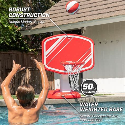 Gosports Splash Hoop Pro Swimming Pool Basketball Hoop With Balls Red 34 In X 25 In