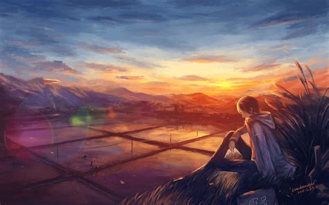 Anime manga digitalart animemanga animedrawing originalcharacter oc drawing boy animestyle. Anime Boy Sunset Wallpapers - Wallpaper Cave