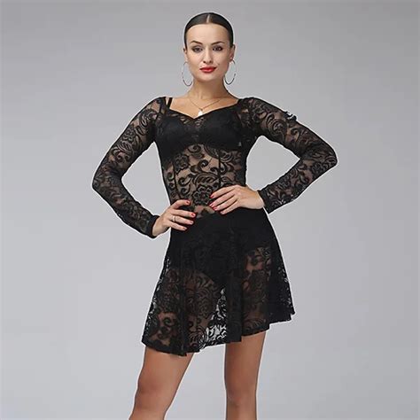 Black Sexy Lace Latin Dance Dress To Dance Costumes Salsa Dress For