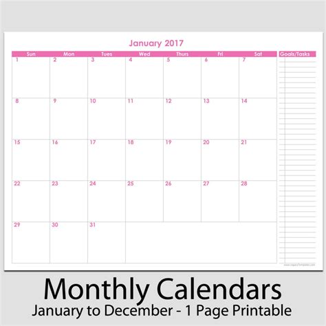 2017 12 Month Calendar With Tasks 8 12 X 11 Legacy Templates