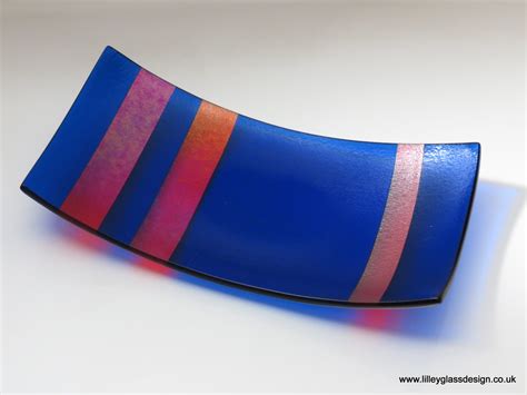 Cobalt Blue And Red Iridescent Plate Lilley Glass Designs