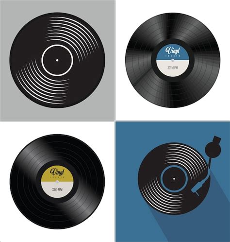 Premium Vector Black Vinyl Record Disc Flat Concept Background
