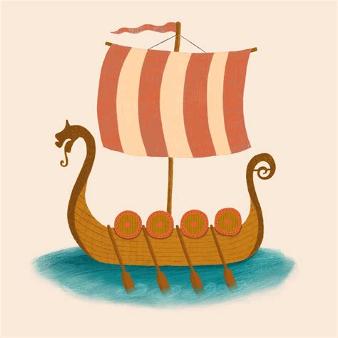 Vikings Ship Illustration By Karin Star