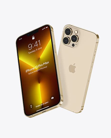 Two Iphones 13 Pro Max Gold Mockups Free Download Images High Quality