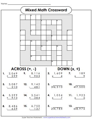 Free math puzzles for all grade levels! Math Crossword For Grade 3 - How To Do This