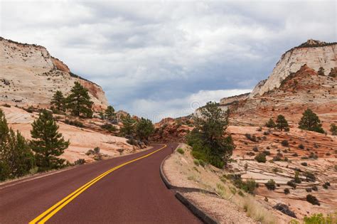 Road Through Zion National Park In Utah Stock Photo Image Of Famous