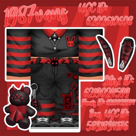 Black And Red Kawaiigrunge Roblox Outfits With Matching Hats In 2021