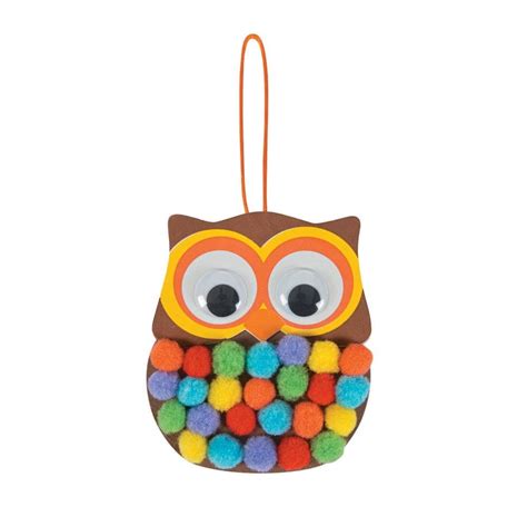 Pom Pom Owl Ornament 12 Craft Kits 12 Pieces