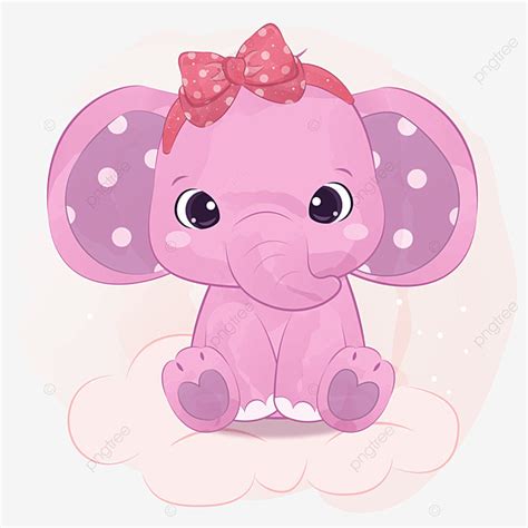 Lindo Elefante Rosa En Acuarela Ilustración Png Dibujos Baby Shower