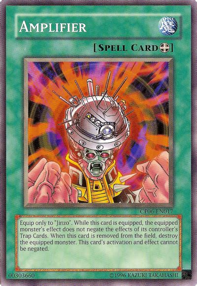 While this card is equipped, the equipped monster's effect does not negate the effects of its controller's trap cards. Amplifier - Yu-Gi-Oh!