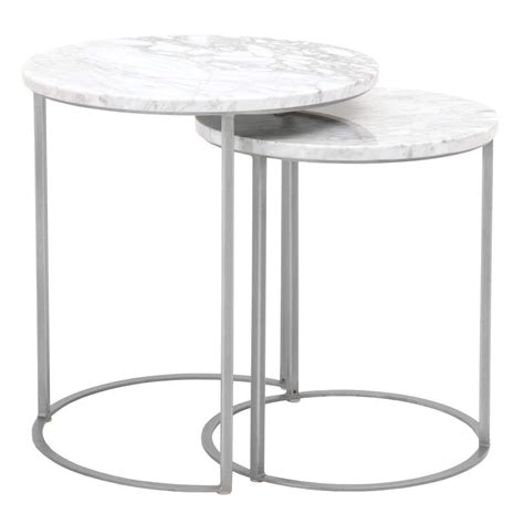 Carrera Round Nesting Accent Table Nesting Tables Marble Top End