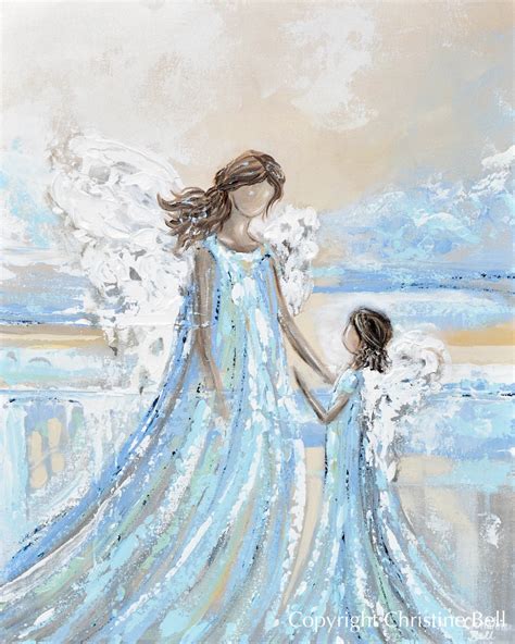 Angel Painting Print Together With You Always Mother Child Guardian