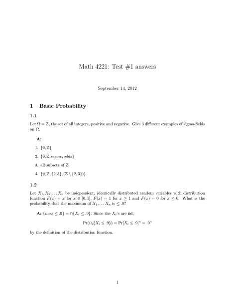 Fa12 Test 1 Soln Exam Solutions Math 4221 Test 1 Answers