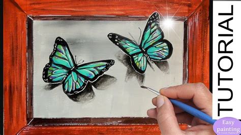 How To Paint 3d Butterfly Blue Butterflies Acrylic Painting Tutorial