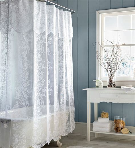 Easy Care Polyester Somerset Lace Shower Curtain Bathroom