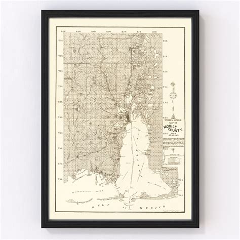 Vintage Map Of Mobile County Alabama 1895 By Teds Vintage Art