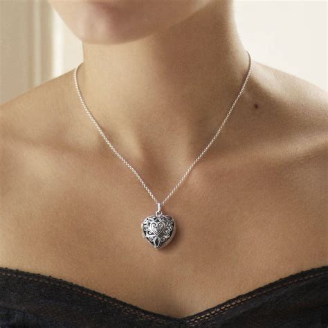 Sterling Silver Vintage Heart Locket Necklace By Martha Jackson