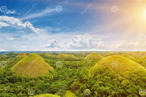 Beautiful Chocolate Hills In Bohol Philippines Stock Photo Image Of