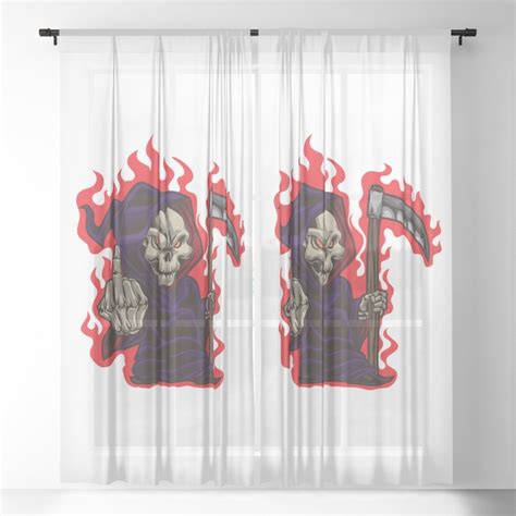 Grim Reaper Middle Finger Sheer Curtain By Anziehend Society6