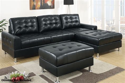 poundex randi  black leather sectional sofa steal