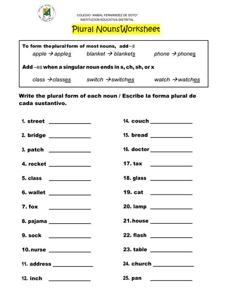 Regular Plural Nouns Worksheets K5 Learning Printable Plural Nouns
