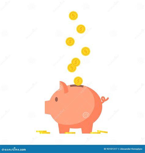 Pig Piggy Bank With Coins Vector Illustration Stock Vector