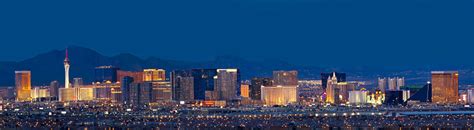 Las Vegas Nevada Skyline Panorama At Night Stock Photo Download Image