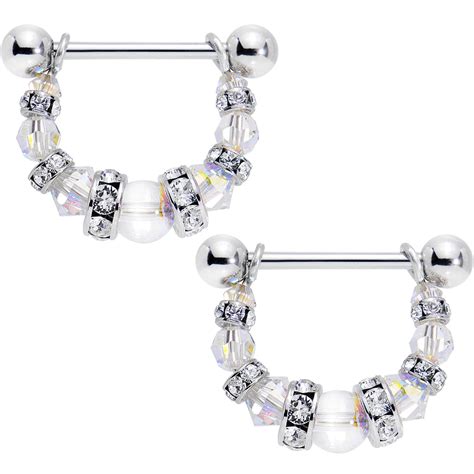 Handmade Total Sparkle Nipple Ring Set Created With Swarovski Crystals