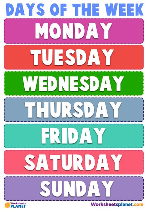 Days Of The Week Display Poster Esl Teaching Resources