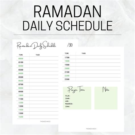 Printable Ramadan Daily Schedule Ramadan Daily Etsy