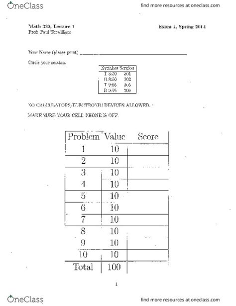 Math 320 Midterm 2014 Math 320 Terwilliger Spring Exam 1 Oneclass