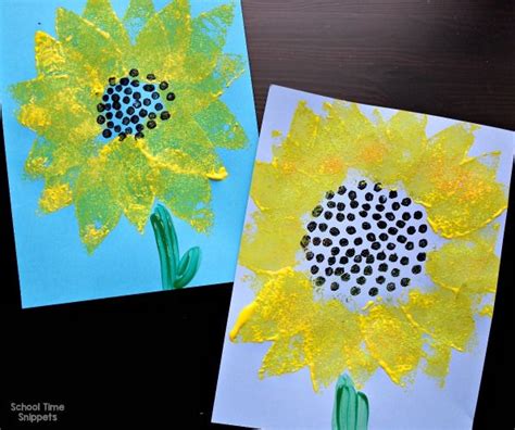 Sponge Painted Sunflower Craft For Kids Sunflower Crafts Spring Art