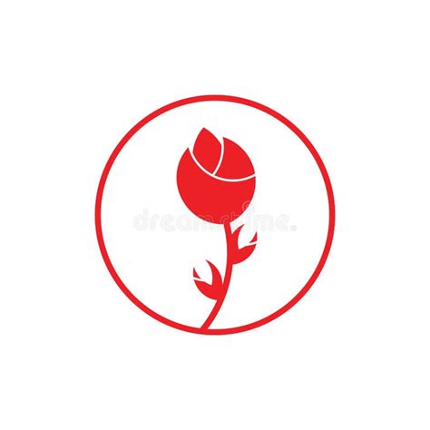 Red Rose Simple Circle Decoration Logo Vector Stock Vector